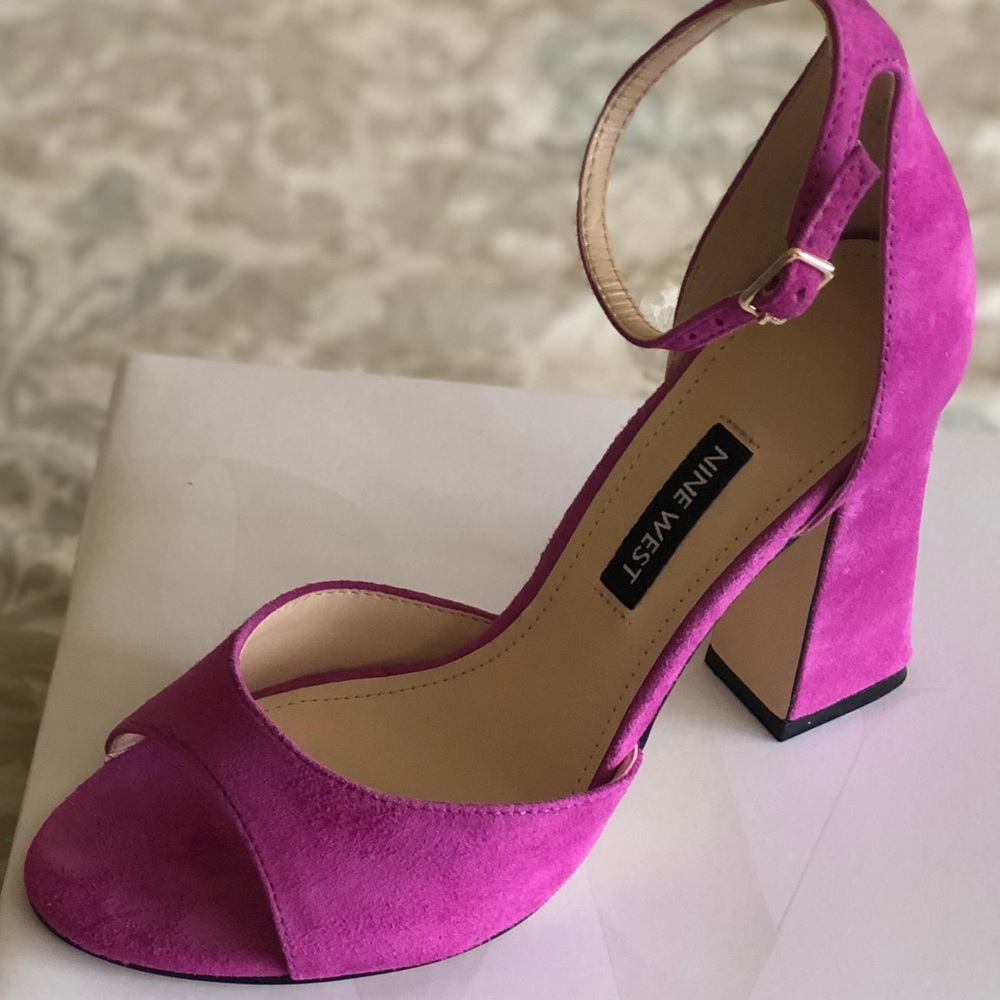 Fuchsia Pink Suede Heels